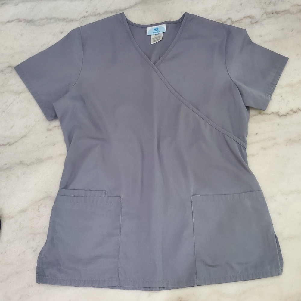 Gray Scrub Top - Picture 2 of 8